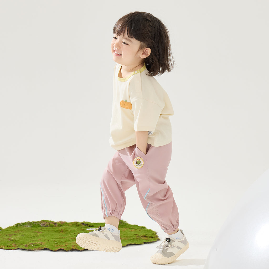 Mesh-Panel Woven Long Pants