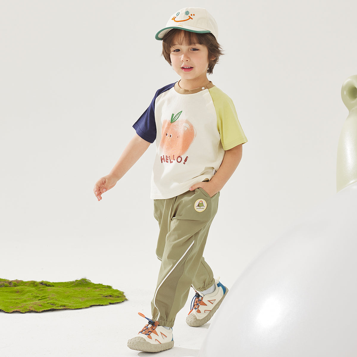 Mesh-Panel Woven Long Pants