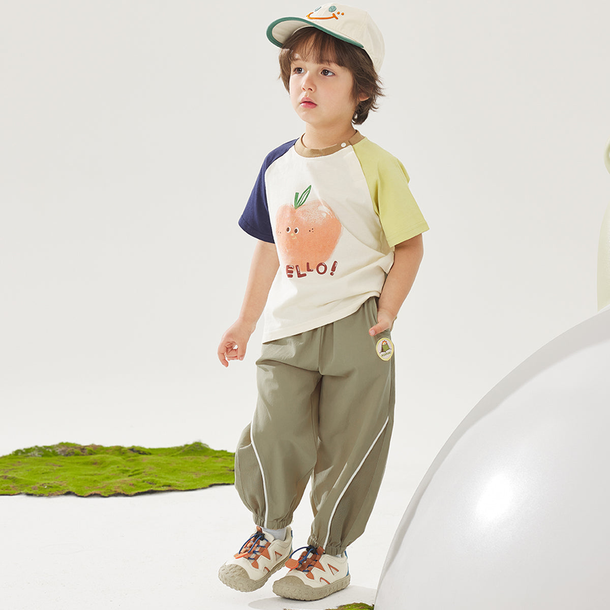 Mesh-Panel Woven Long Pants
