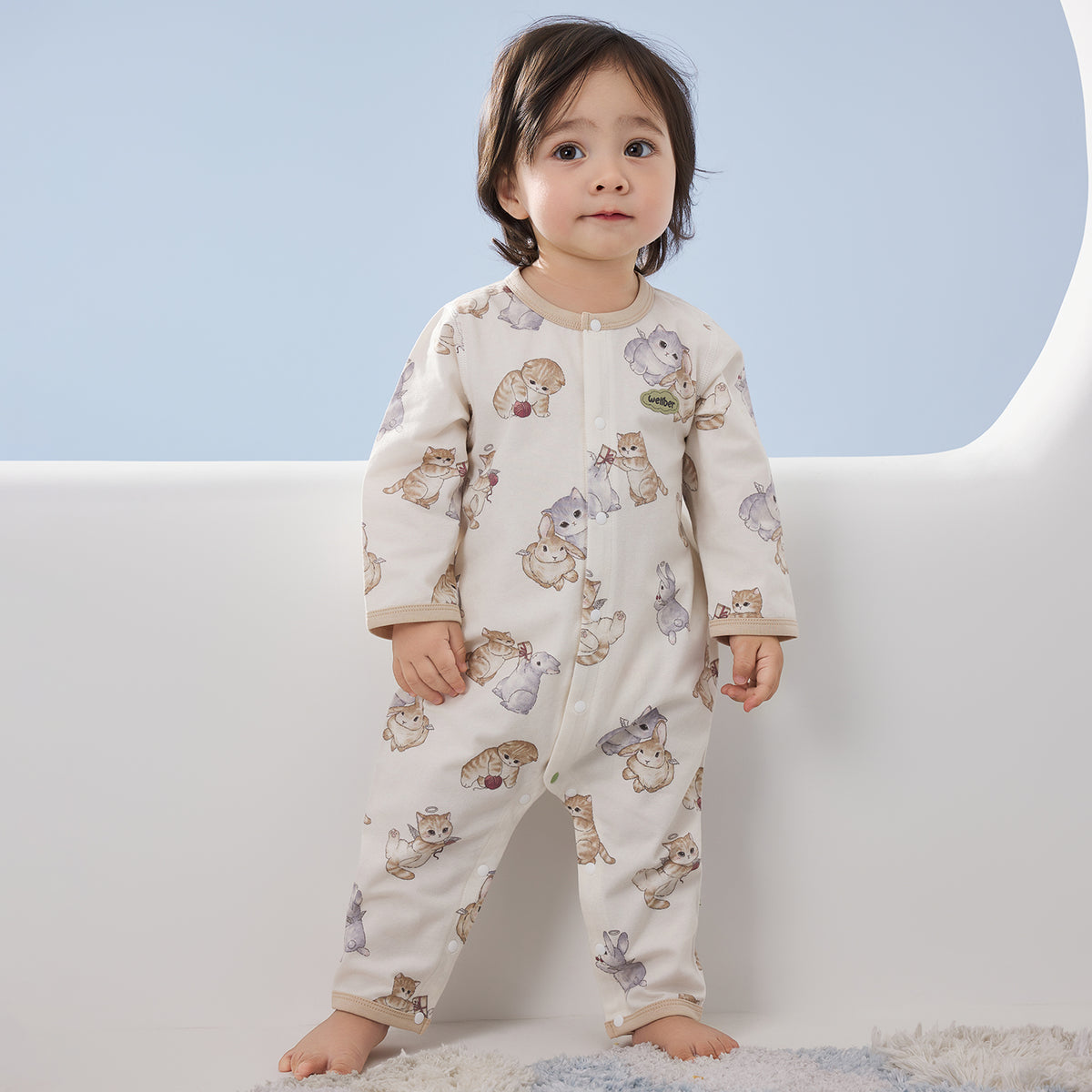 Cotton-Spandex Jersey Front-Opening Romper