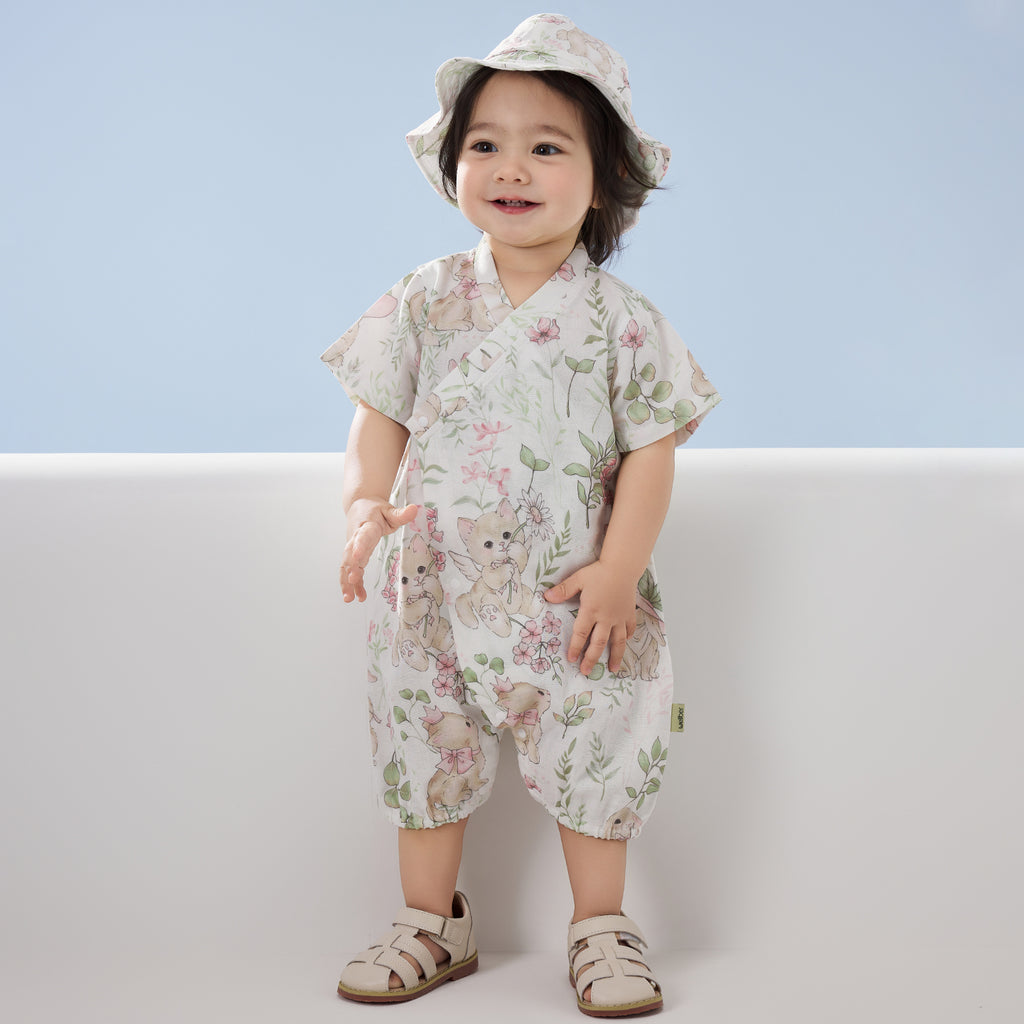 Muslin Short Sleeve Wrap Romper