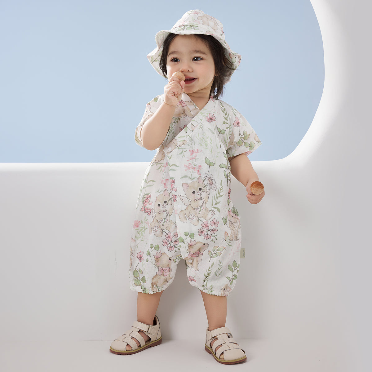 Muslin Short Sleeve Wrap Romper