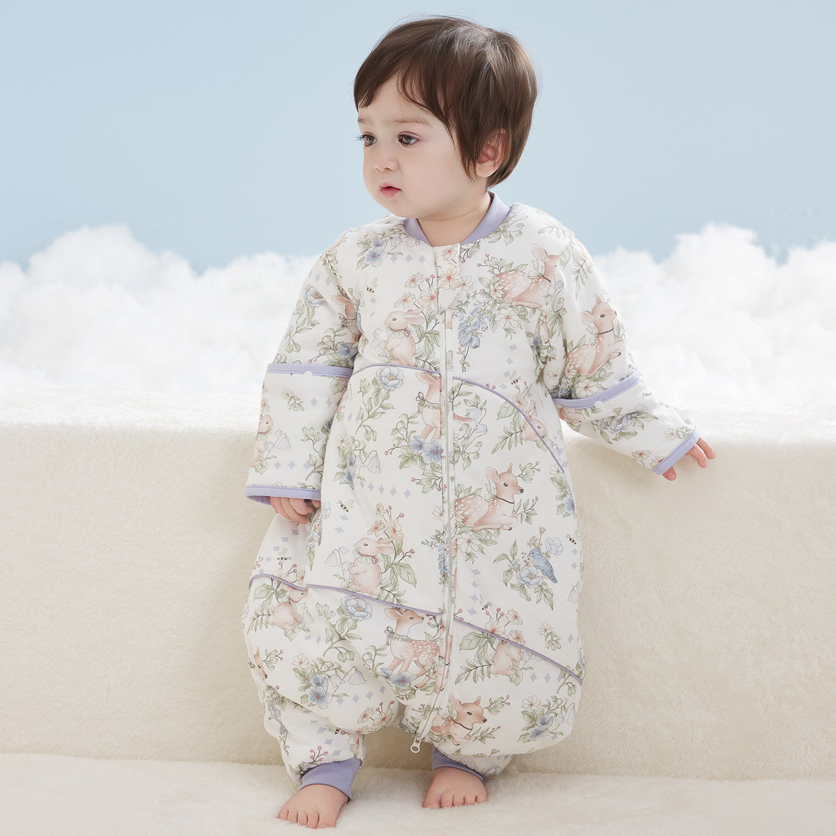 Printed Jersey Quilted Long Sleeve Split-Leg Sleep Sack
