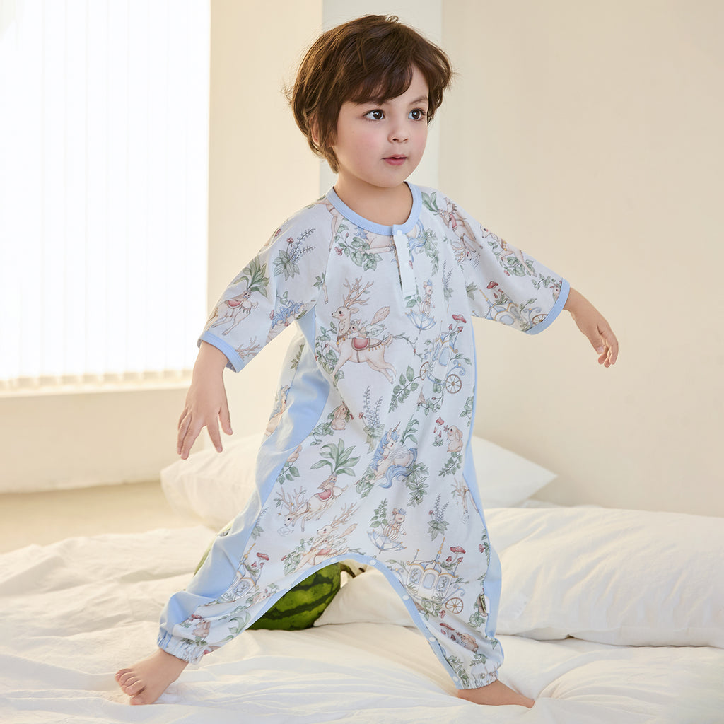 Printed Jersey 3/4 Sleeve Pullover Split-Leg Sleep Sack