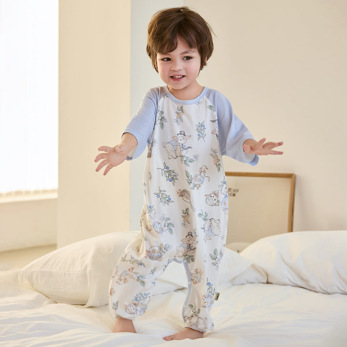 Ribbed Jersey 3/4 Sleeve Pullover Split-Leg Sleep Sack