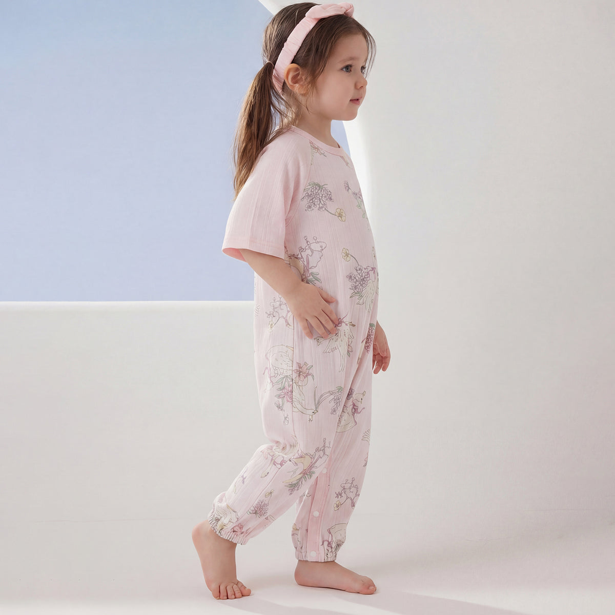 Ribbed Jersey 3/4 Sleeve Pullover Split-Leg Sleep Sack