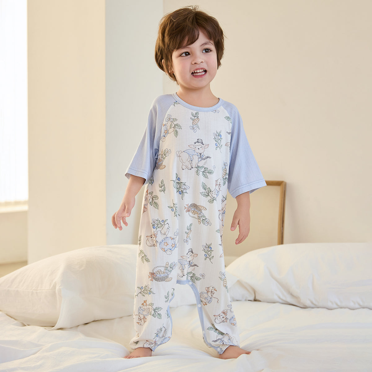 Ribbed Jersey 3/4 Sleeve Pullover Split-Leg Sleep Sack