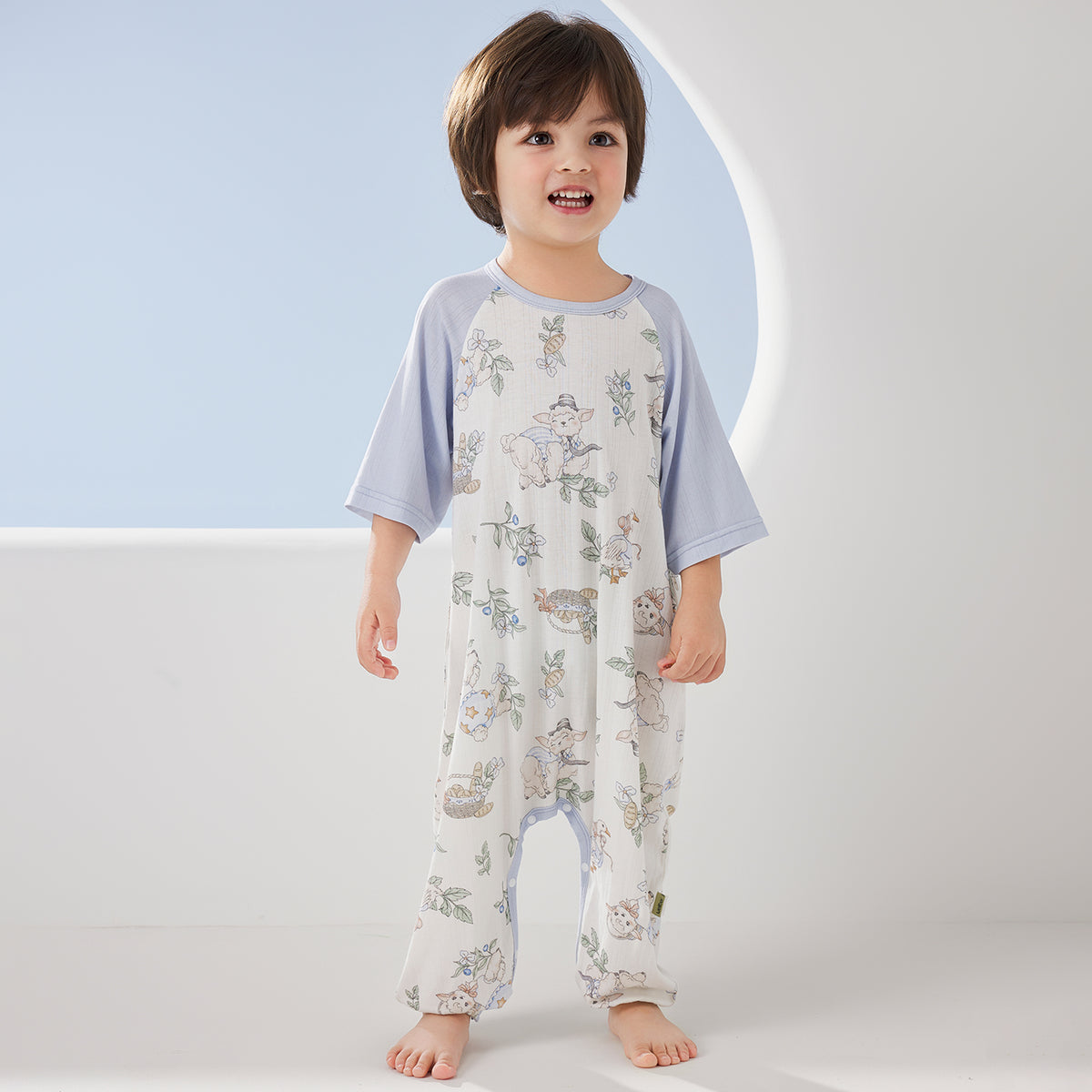 Ribbed Jersey 3/4 Sleeve Pullover Split-Leg Sleep Sack