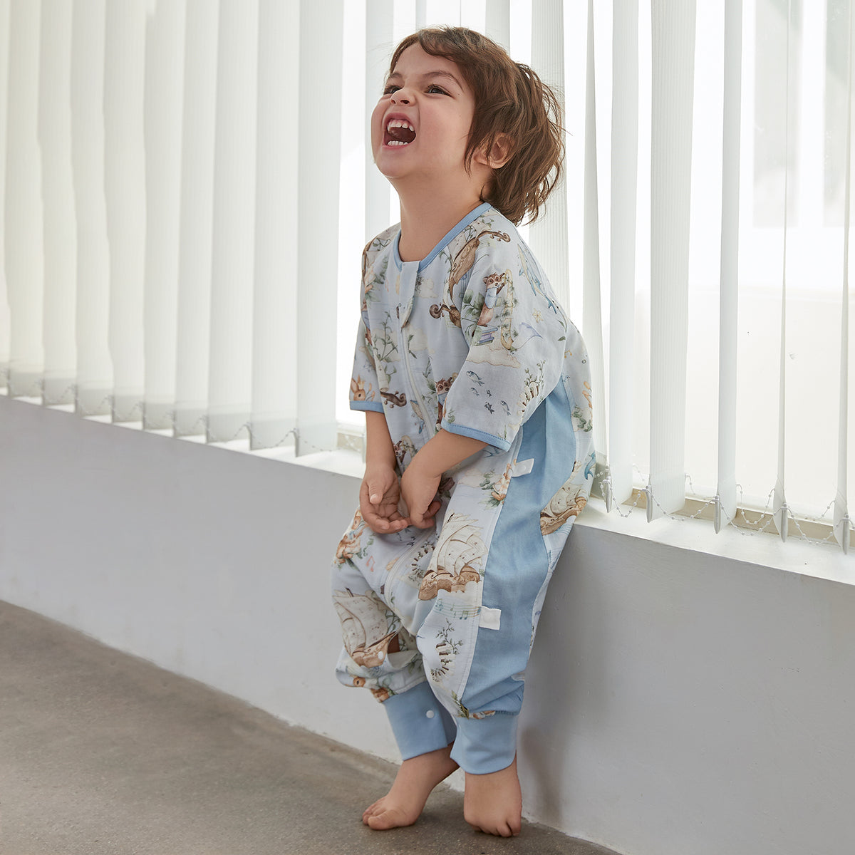4-Layer Front 2-Layer Back Muslin 3/4 Sleeve Split-Leg Sleep Sack